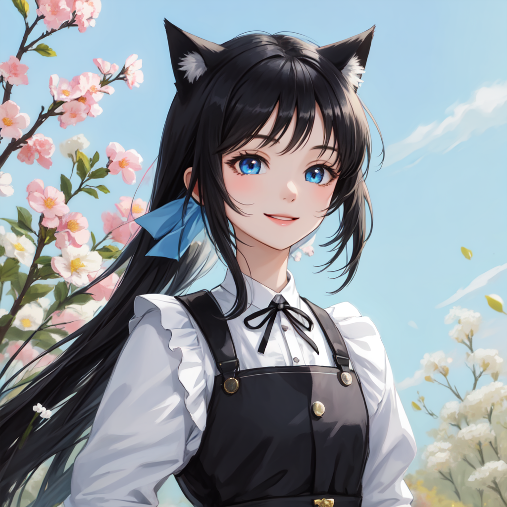 用ai生成的黑发猫耳刻晴图,再搭配一个ai的打油诗:刻晴刻骨,情深似海