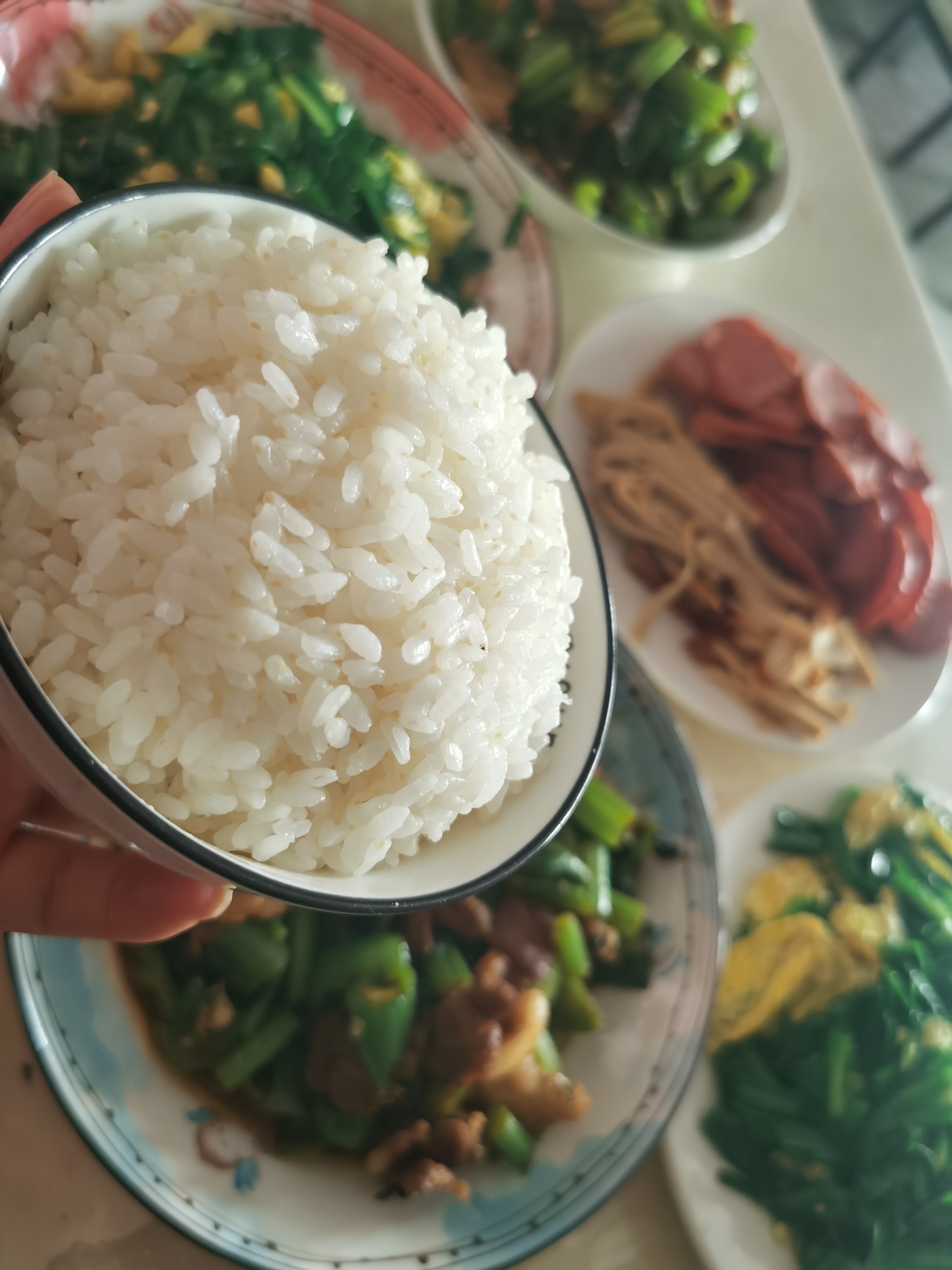 一桌子菜,我最爱吃韭菜炒鸡蛋拌米饭