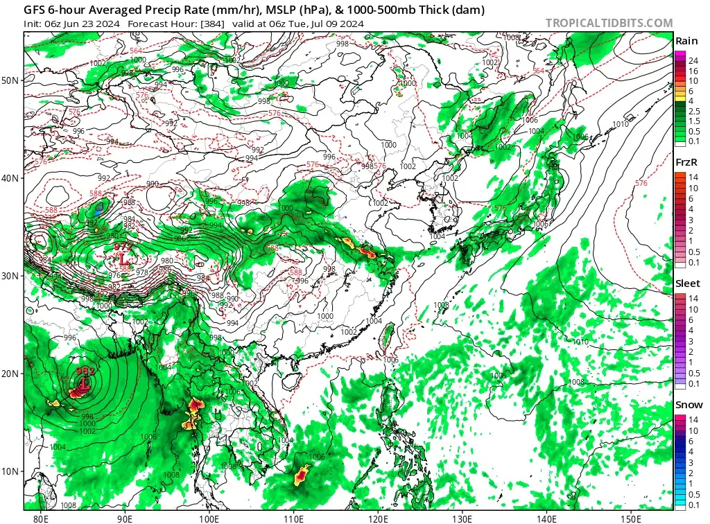 形势严峻,gfs预报,长江流域梅雨时长给续上了虽然4号副热带高压大幅北