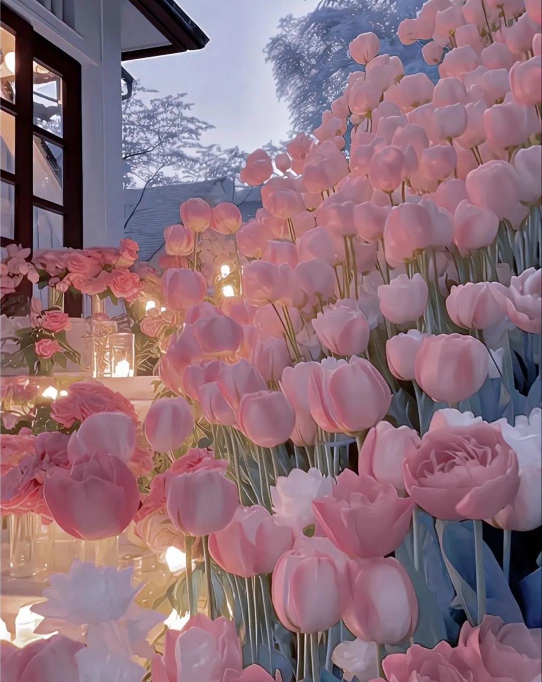 今日分享—院子里的玫瑰花 一片粉红色的玫瑰花花海,让我仿佛置身于
