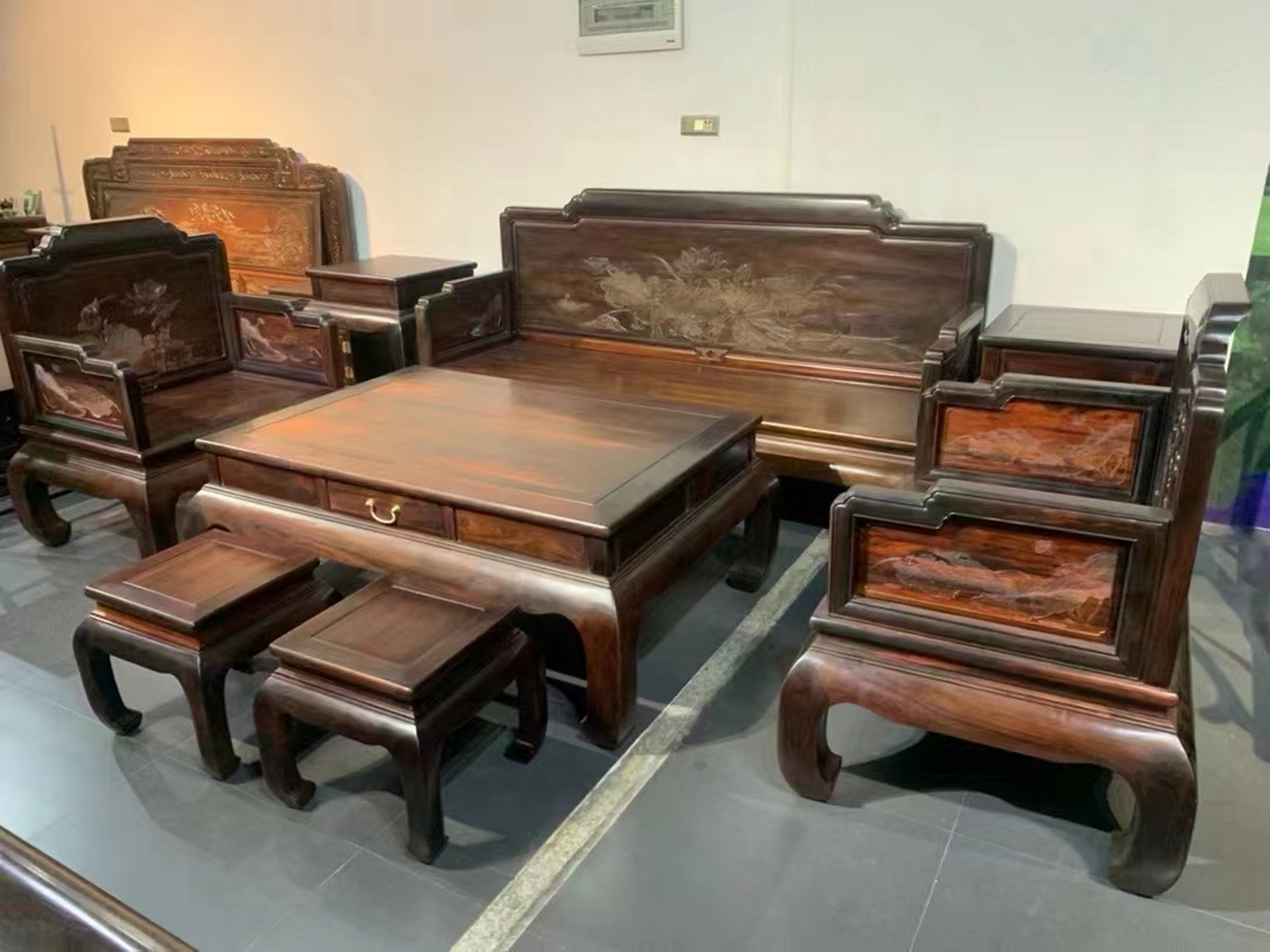 大红酸枝沙发六件套,八件套