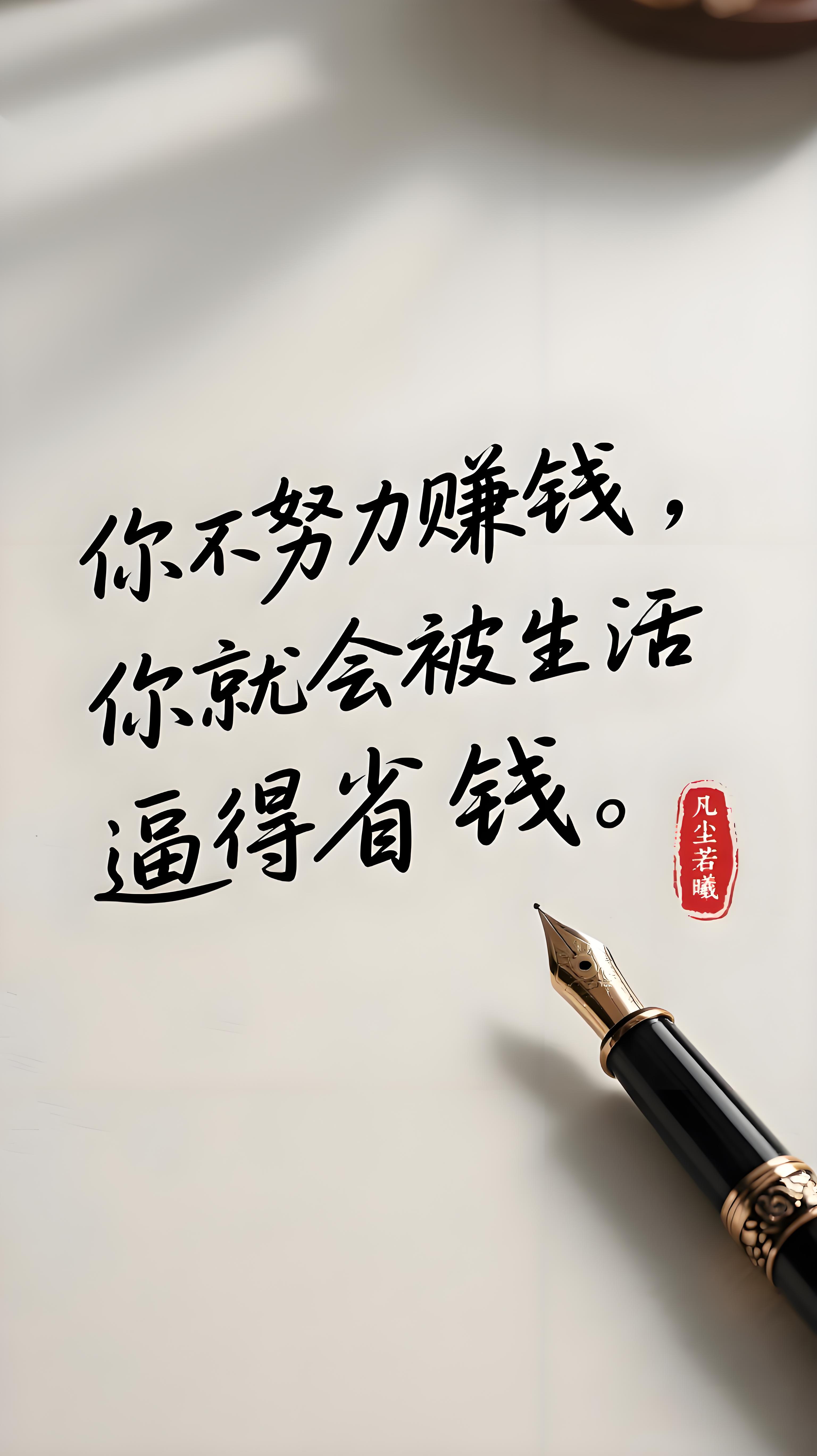 " "如果你不努力赚钱,你就会被生活逼得省钱,如果你浑浑噩噩虚度生活