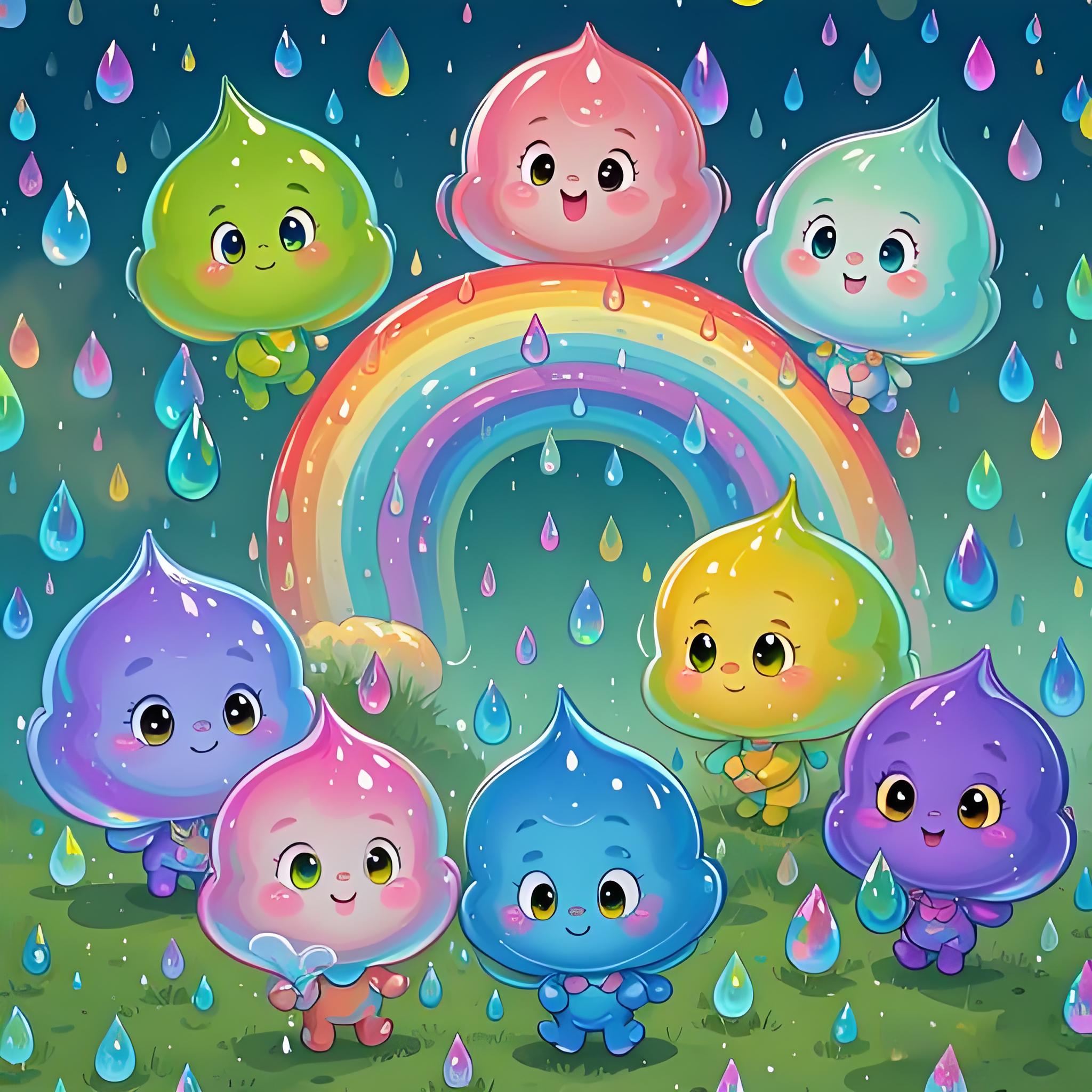有特别的小雨滴,她们不像其他雨滴那样透明无色,而是带着淡淡的七彩色