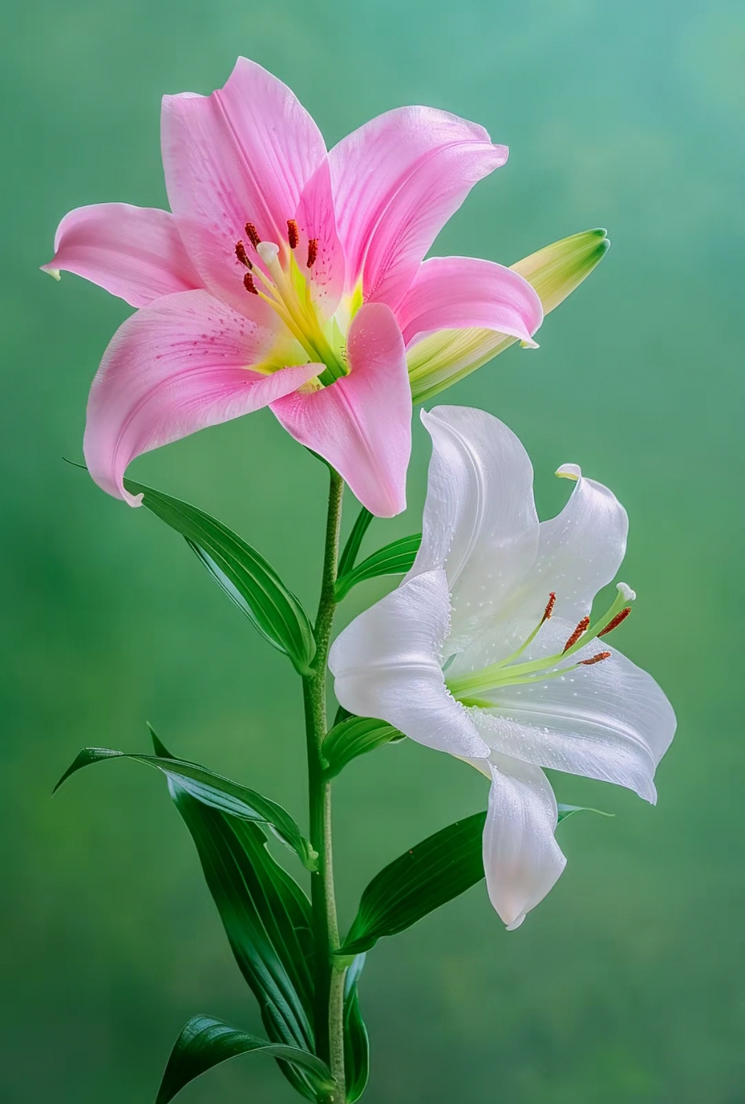 双花共舞,清新自然之韵  瞧这对优雅的舞者,粉色与白色交织,仿佛春天