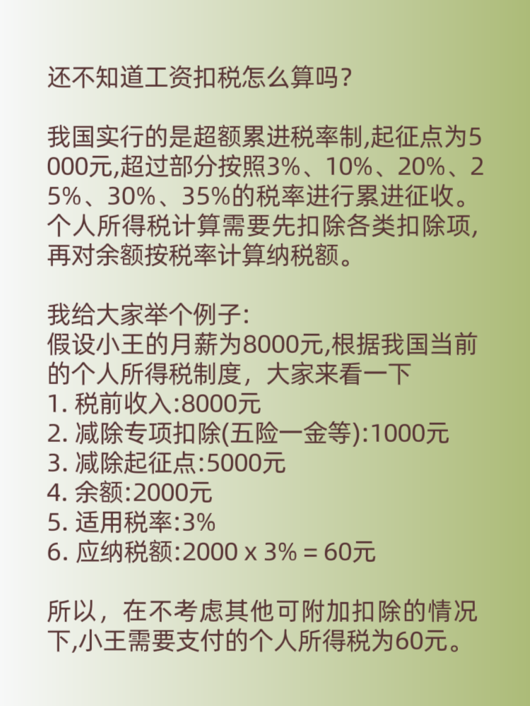 2. 从税前收入总额中扣除起征点
