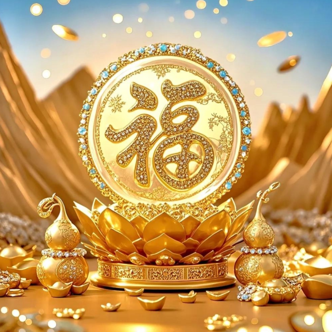 哇塞,这金色福字太闪了,感觉财运要爆棚!
