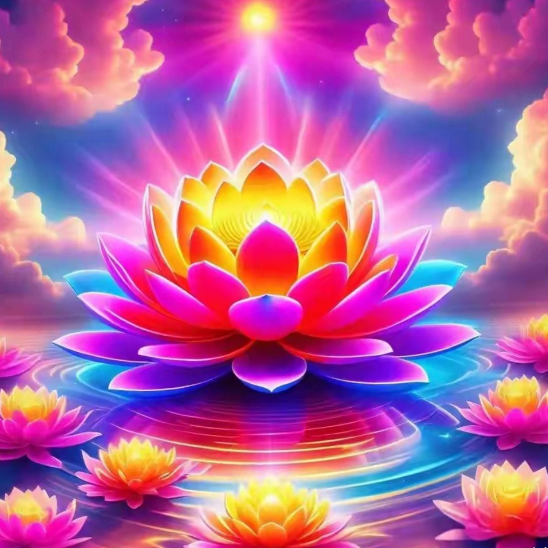 哇,这朵彩色的莲花也太美了吧!