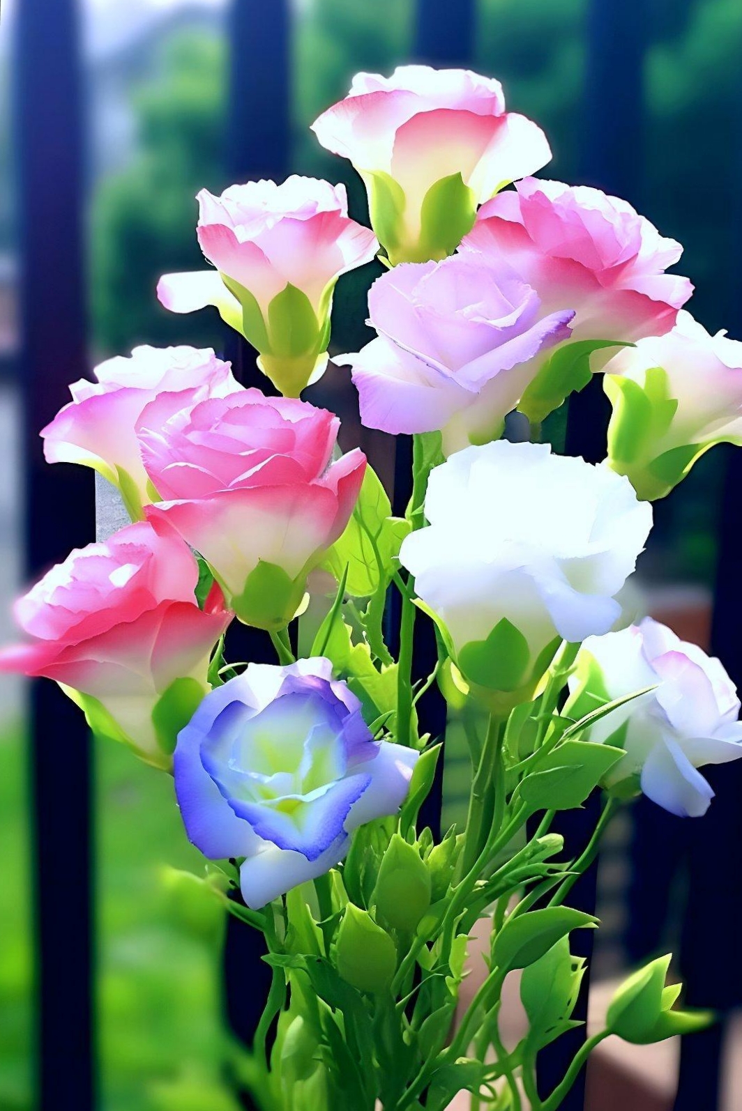 五彩缤纷的花朵长满枝头,各种颜色的玖瑰花显得那么清新脱俗,美得让人