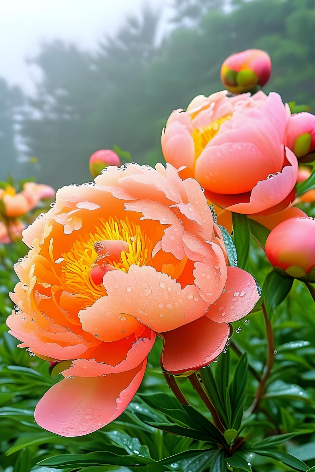 清新脱俗,五彩缤纷的牡丹花在阳光下更显雍容华贵,每一朵花,如一位身