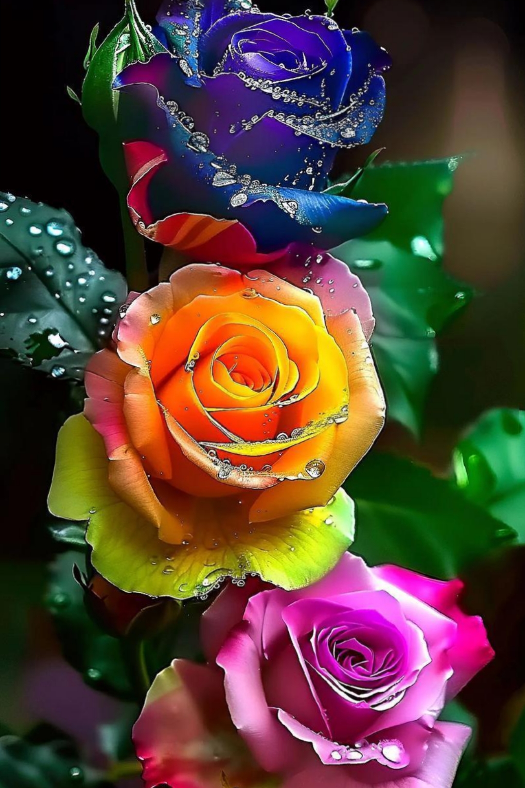 真花自然带有露珠的彩颜色玫瑰花图片春意盎然的玫瑰花图片各种玫瑰花