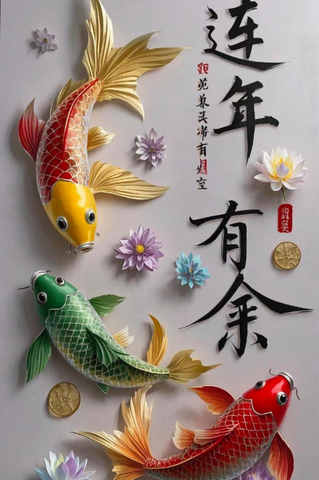 年年有鱼,事事如意,愿您在新的一年财源广进,心想事成,好运连连,幸福