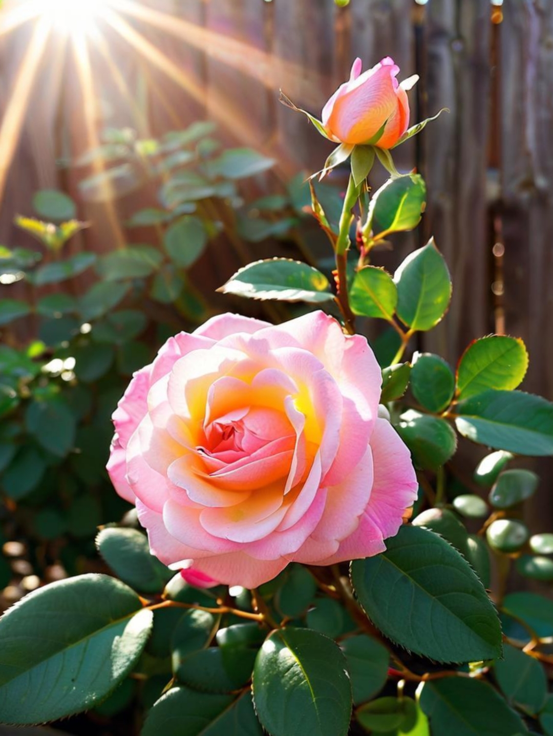 阳光下的粉玫瑰,美得让人屏息,仿佛连空气都充满了甜蜜的香气