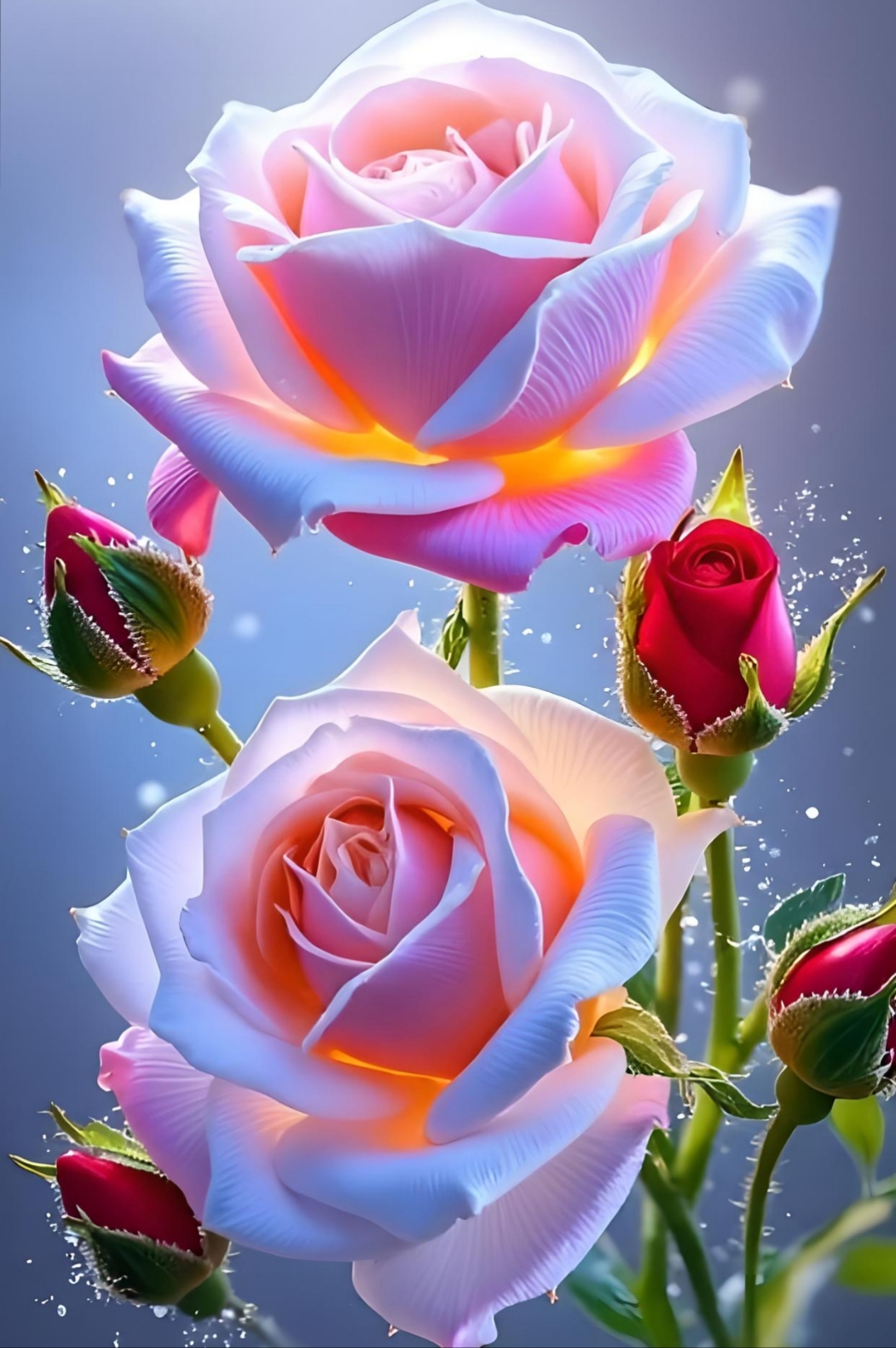 花朵在粉色和白色的交织下,更使花朵有着神秘般的魅力与冷冷的艳丽