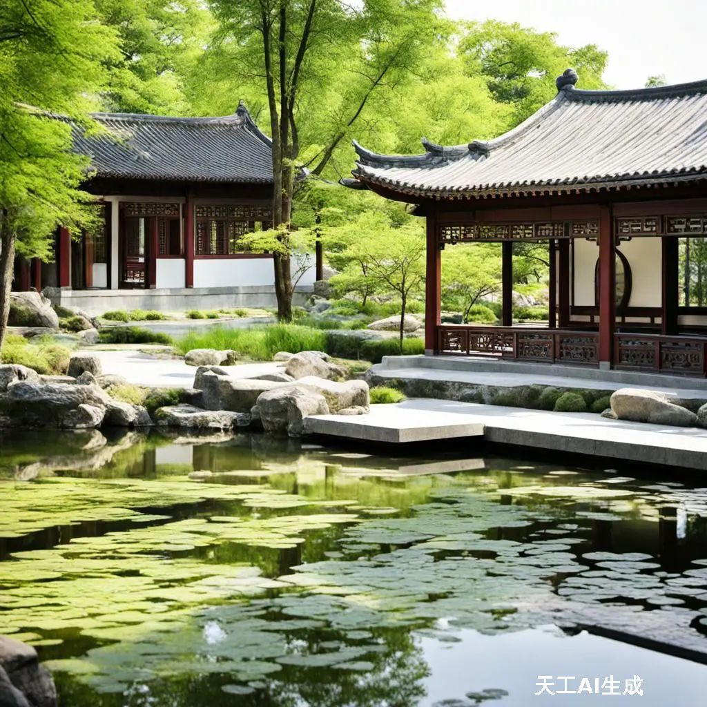 今日漫步于中式山水园林景观中,仿佛置身诗画之间,心旷神怡.