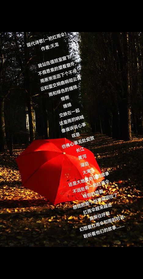 现代诗歌(一把红雨伞) 作者:天龙  我站在值班室窗下 不假思索的望着
