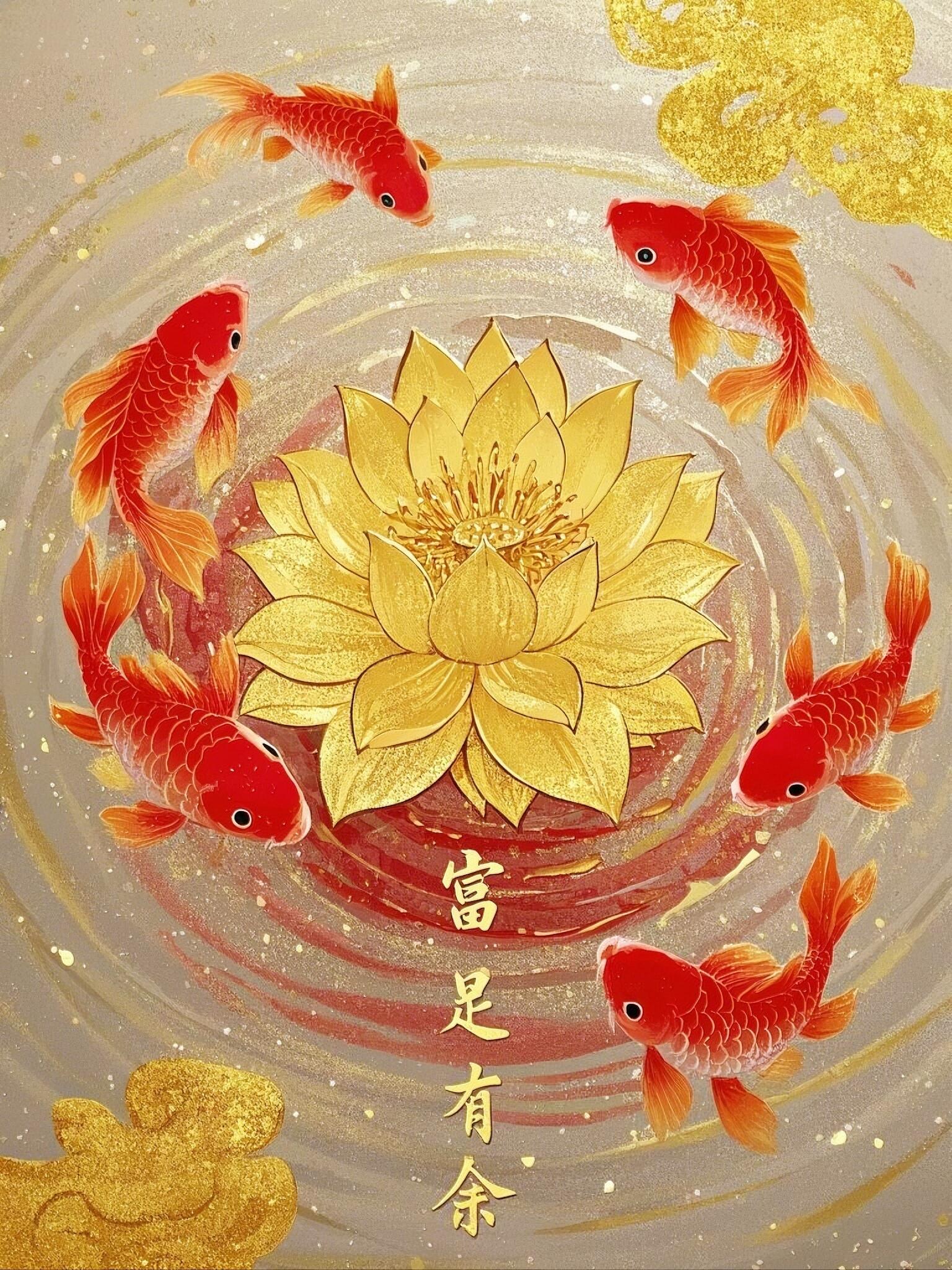 好运壁纸 好运莲莲,年年有余,愿你生活如这画般红火,每天都有连