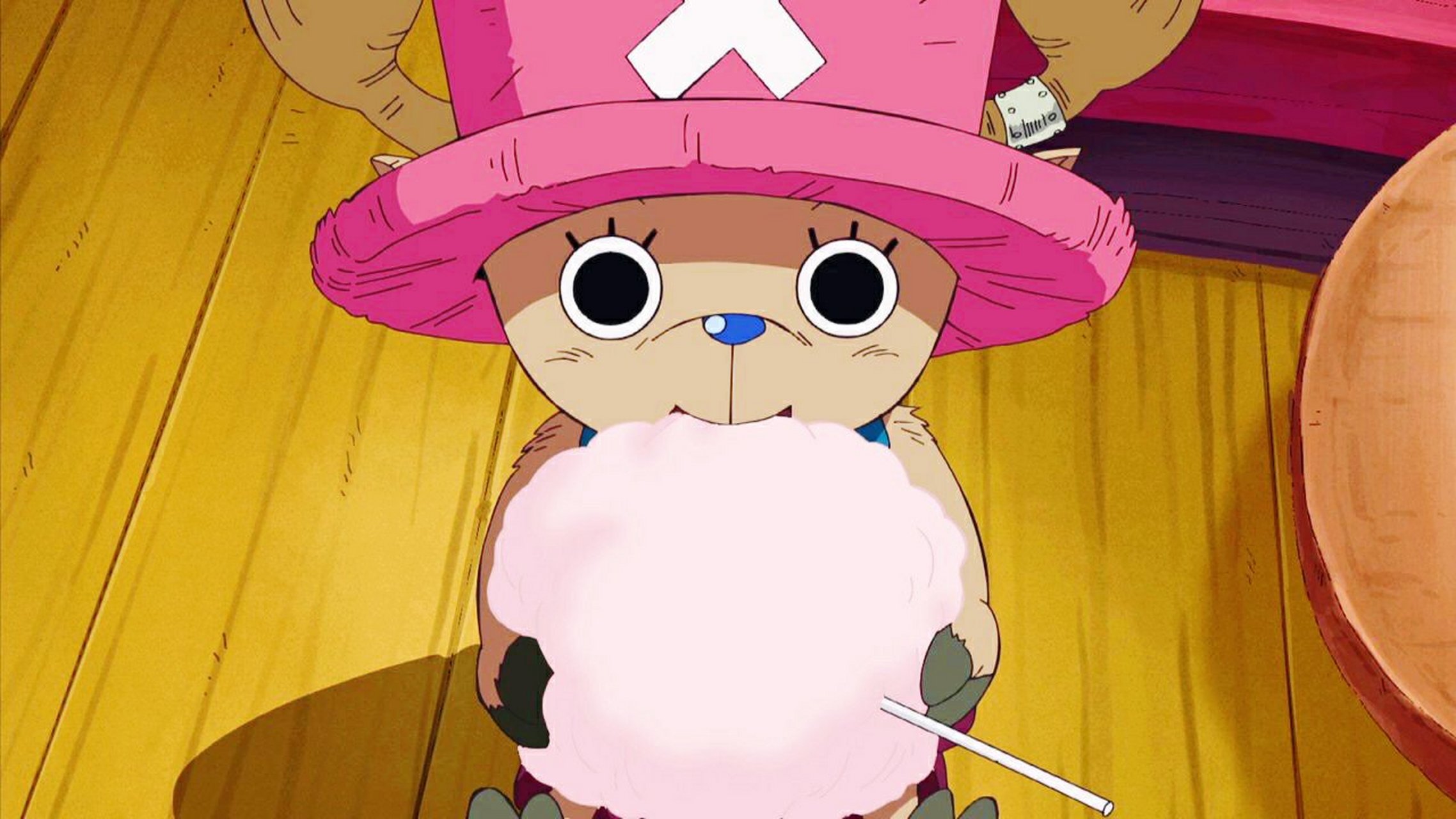 吃棉花糖的乔巴,可爱的不要不要的 (=′`=)#海贼王# #每日打卡