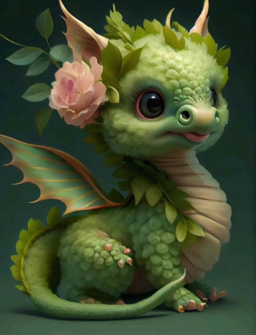 【朋友圈文案】  9495绿叶衬托下,这只浅绿色的小龙仿佛刚从童话