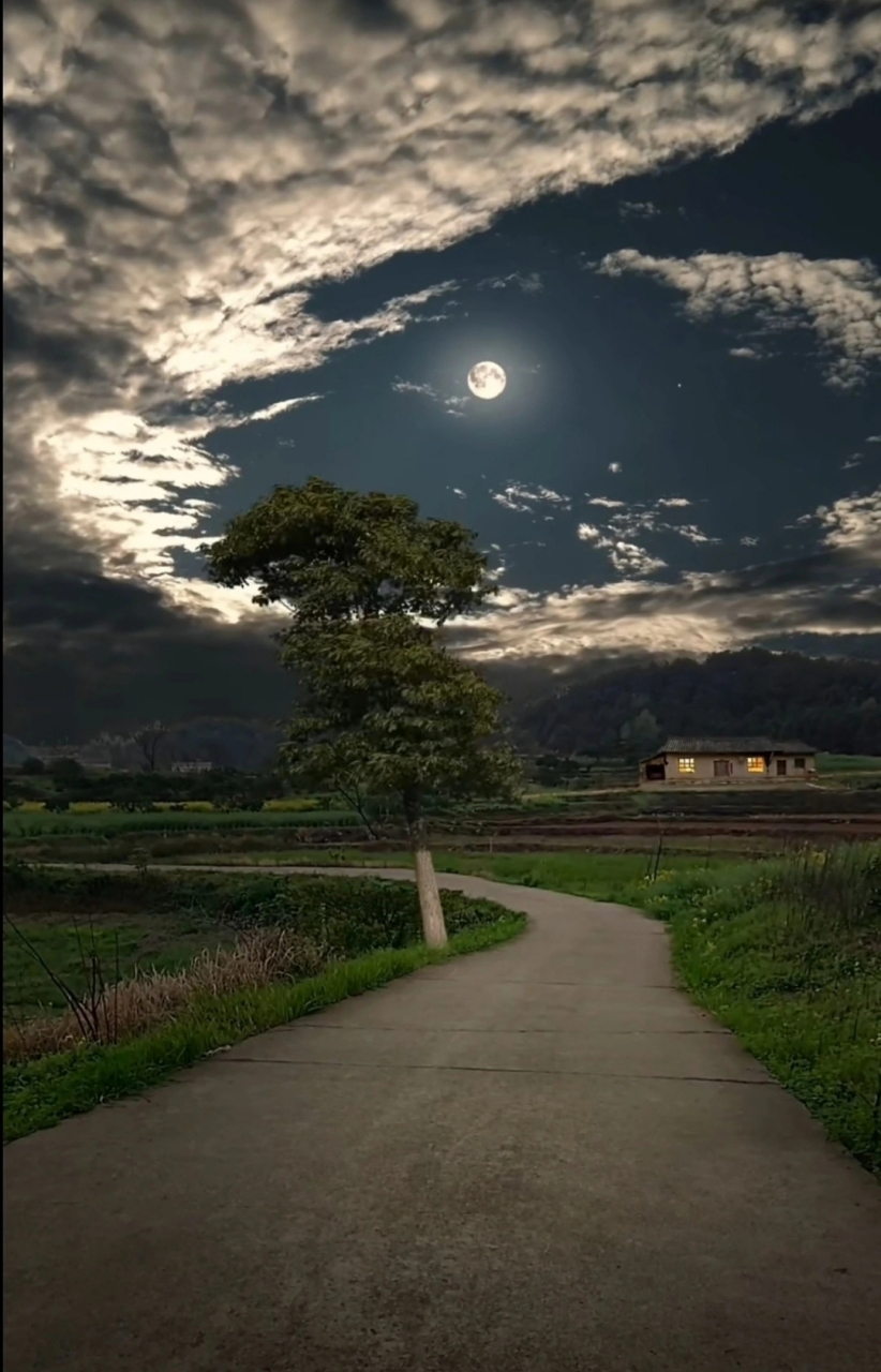 月下乡间小路#出发国庆中秋假