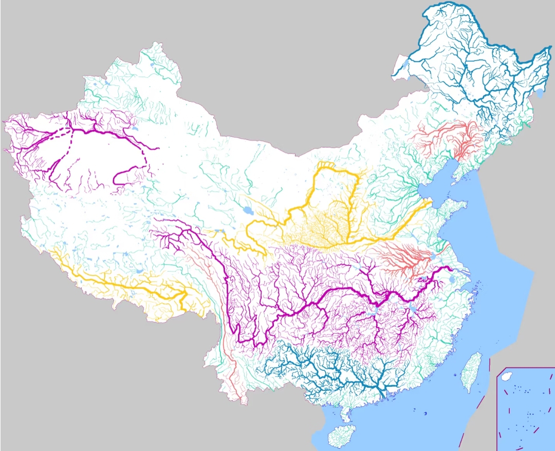 中国水系分布图