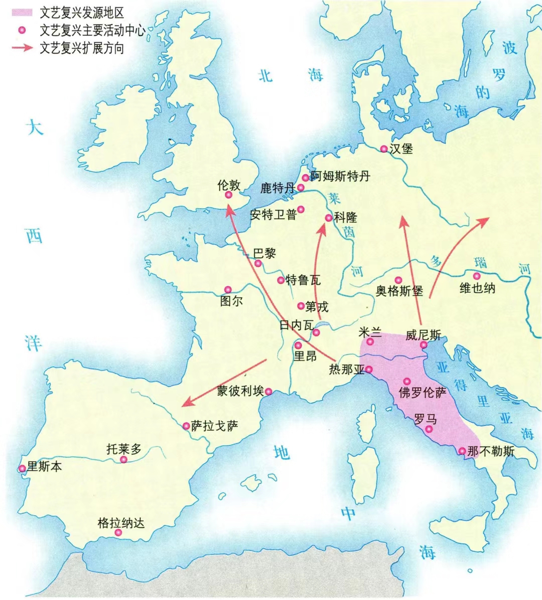 欧洲文艺复兴地图文艺复兴欧洲地图文艺复兴 地图文艺复兴的传播文艺