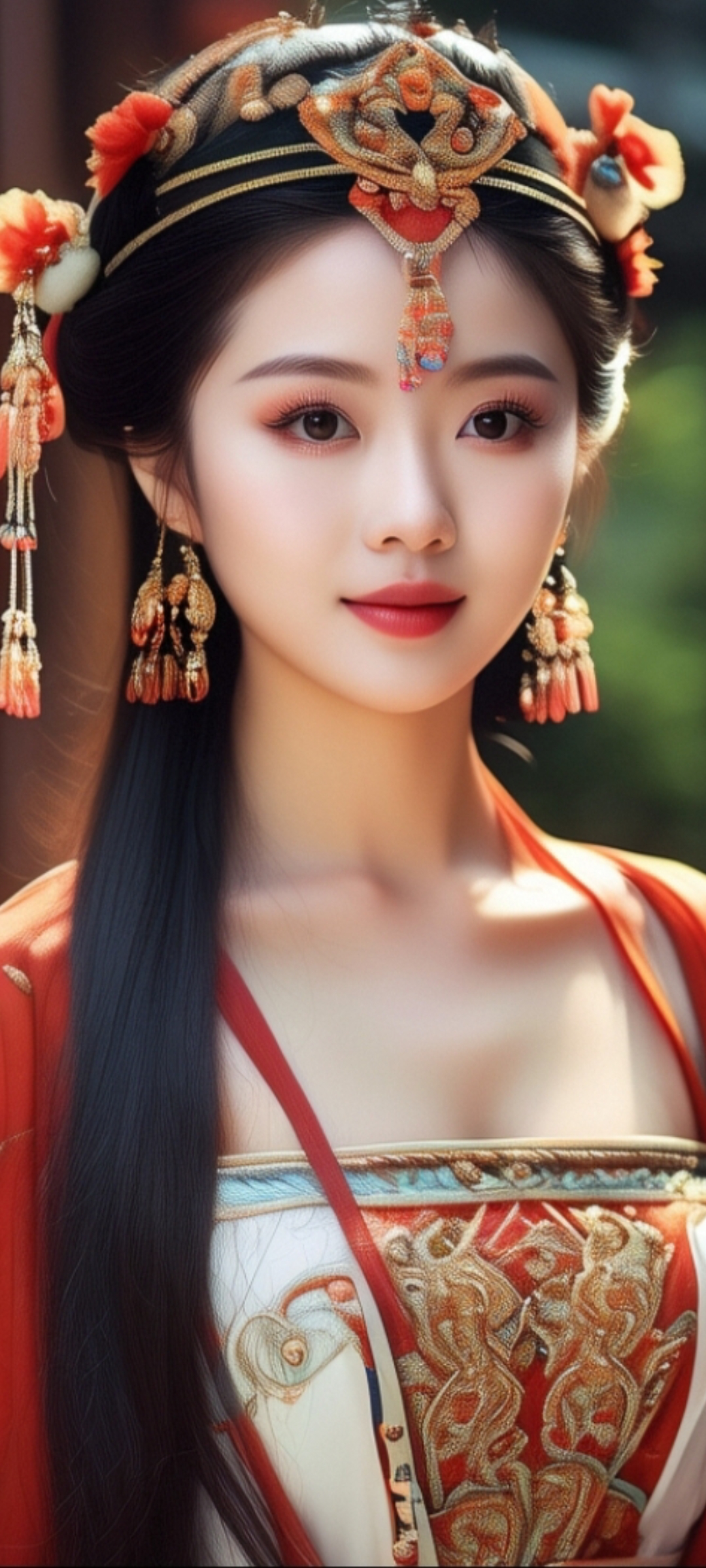 临风笑语频,明眸皓齿,顾盼生光辉