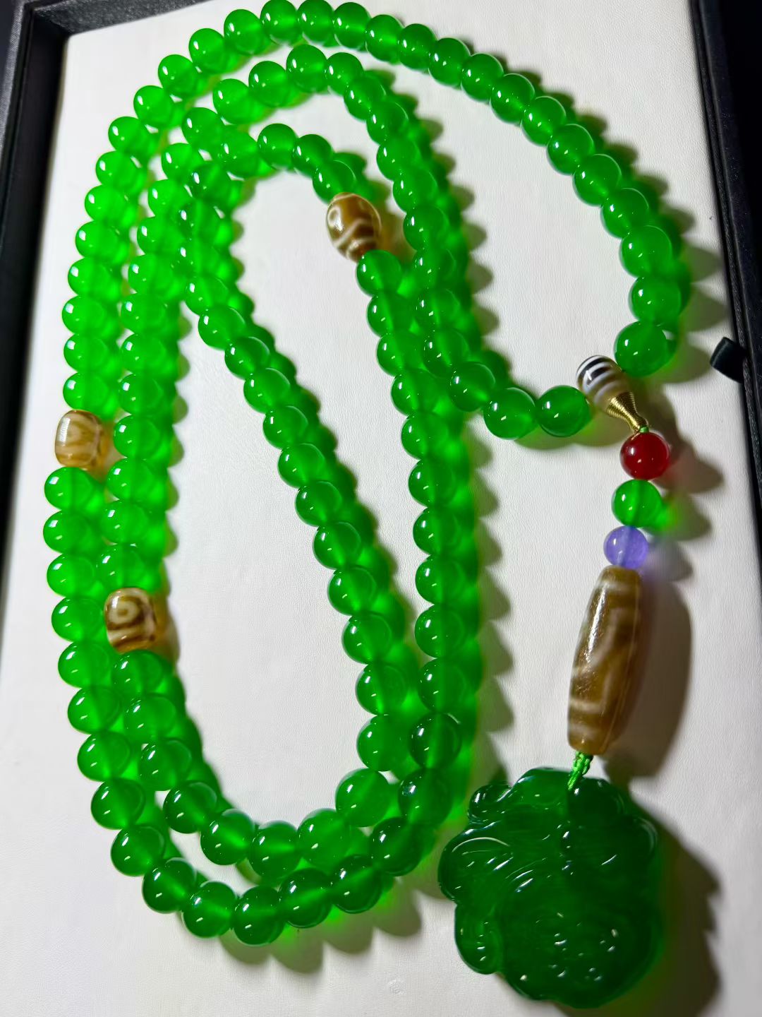 老翡翠 高冰 完美 【福字天珠108佛珠】 珠子直径1.4mm