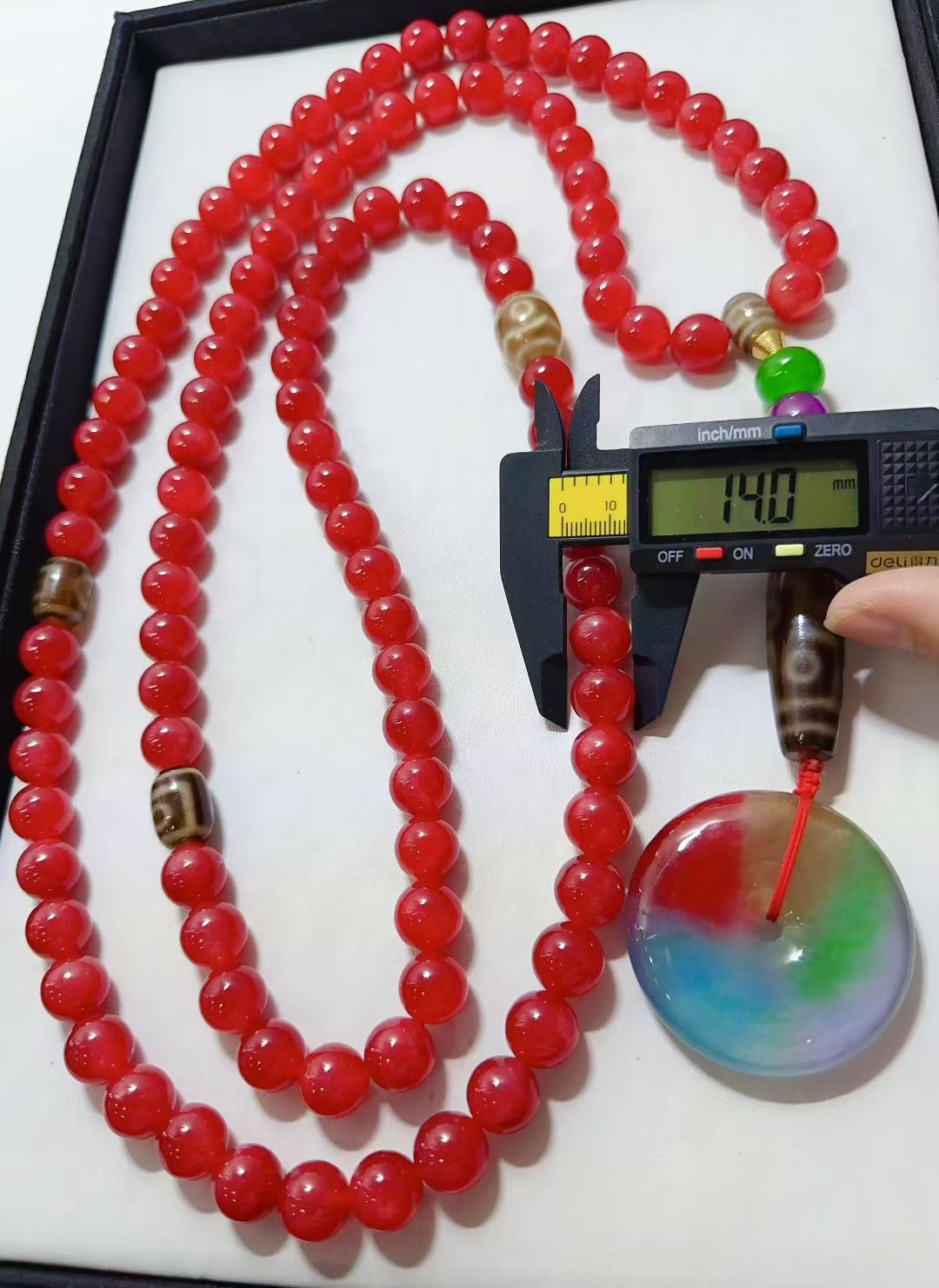 老翡翠 高冰红翡 完美无裂 【九眼天珠 平安扣108佛珠】 珠子直径1