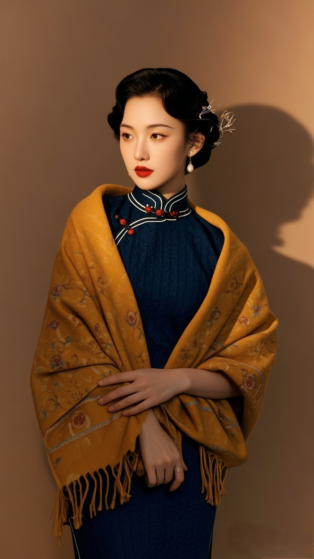 民国美女,优雅知性,复古韵味,盘发精致,眼神温婉,气质如兰,婀娜身姿