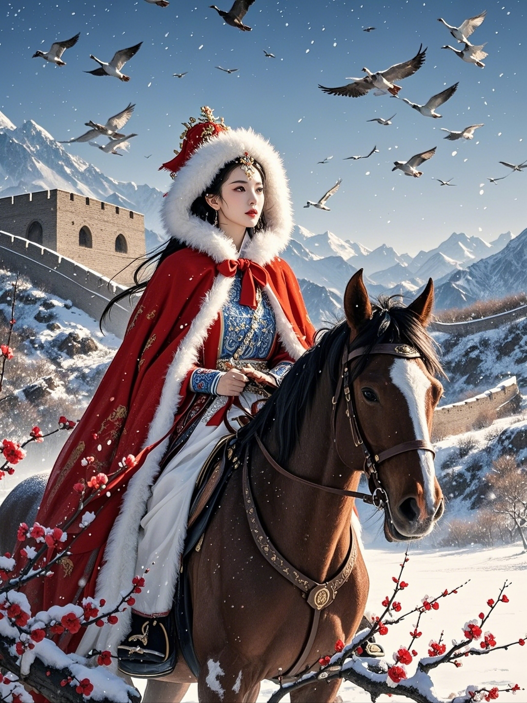 《昭君出塞》:落雁美人归塞北,琵琶声停望乡梅