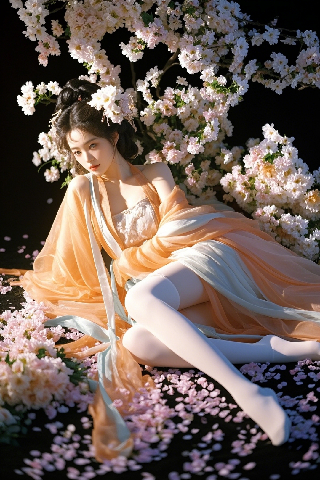 春天里,樱花树下,我穿着汉服,静静坐着,仿佛时间都慢了下来.