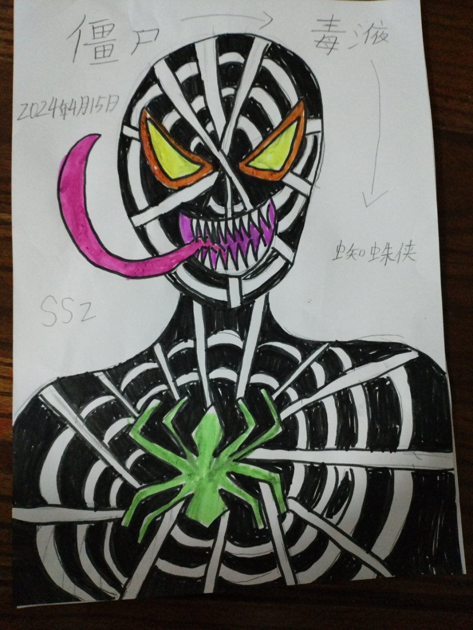 变成了僵尸毒液,然后又感染了蜘蛛病毒,最后变成了僵尸毒液蜘蛛侠