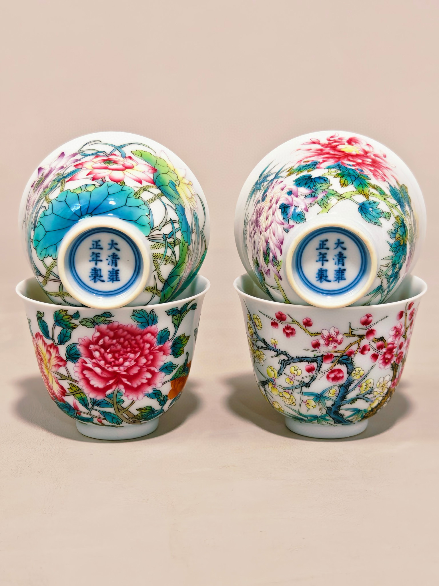 这些花茶杯真是太美了,每只都像艺术气息一样,让