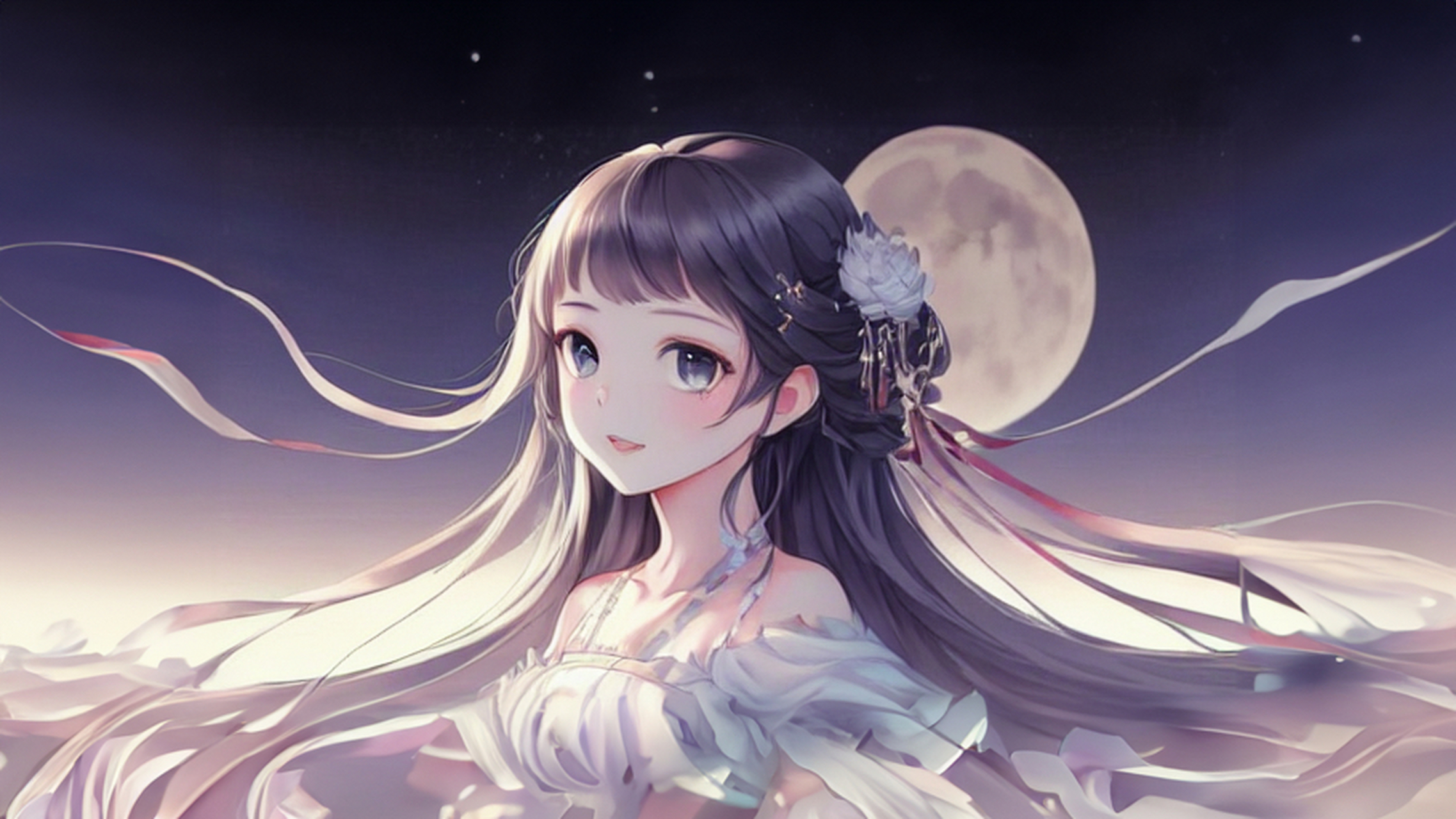 长发飘飘,瓜子脸#二次元少女# 优雅气质高贵