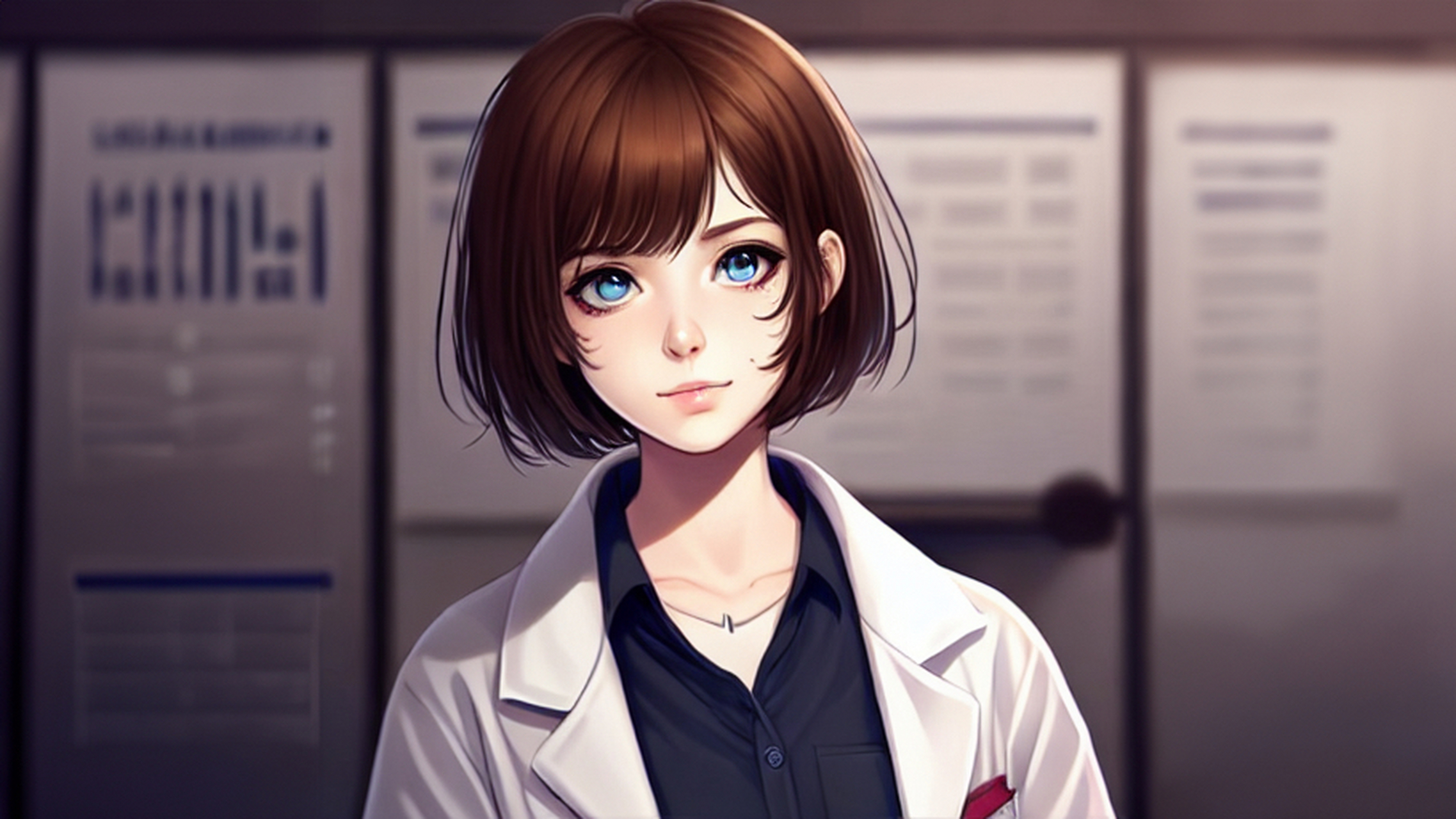 棕色短发美女,唯美眼睛#二次元少女