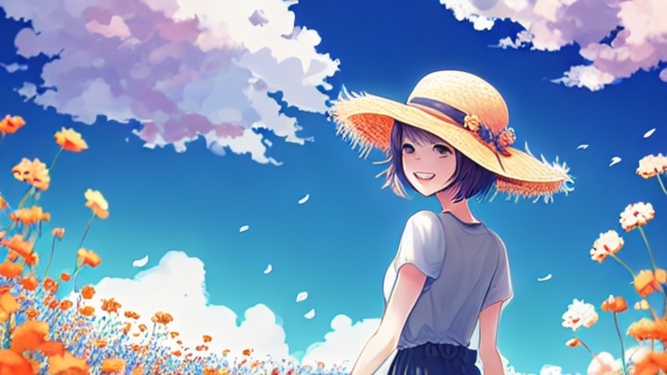 漫步在花海中,身边是二次元少女们的欢声笑语.