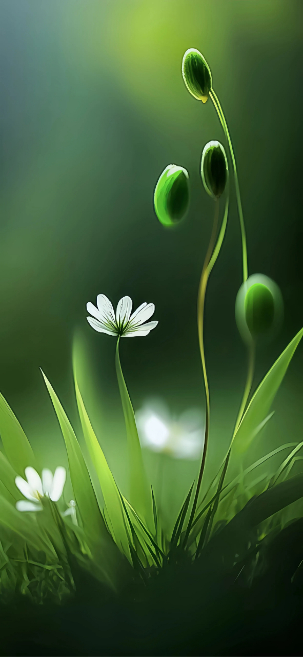 小草绿色壁纸:春风轻拂绿丝绦,小草萋萋春意闹