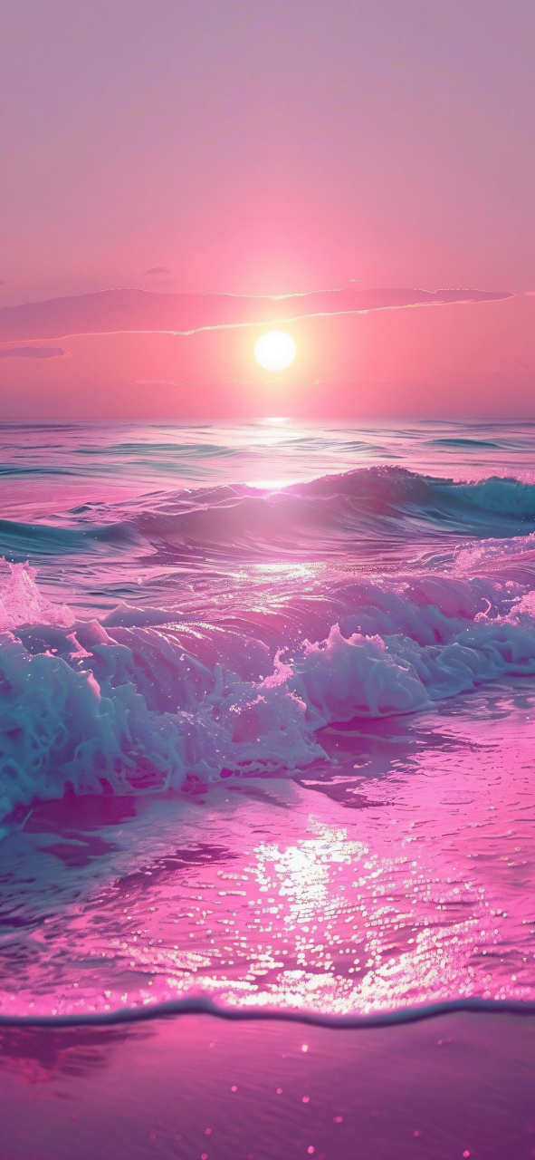 梦幻粉色系大海壁纸
