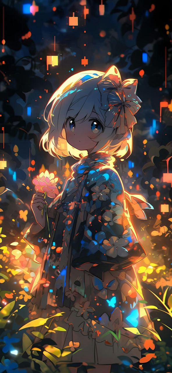 壁纸:梦幻花园里的女孩,少女卡通壁纸
