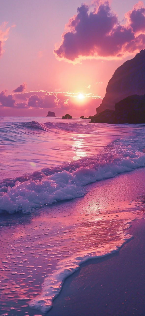 梦幻粉色系大海壁纸