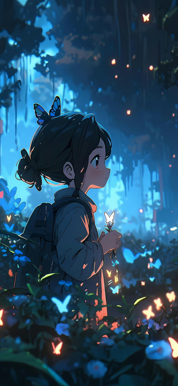 壁纸:梦幻花园里的女孩,少女卡通壁纸