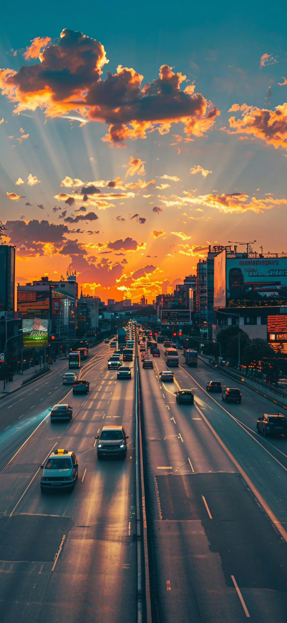 傍晚的城市街道