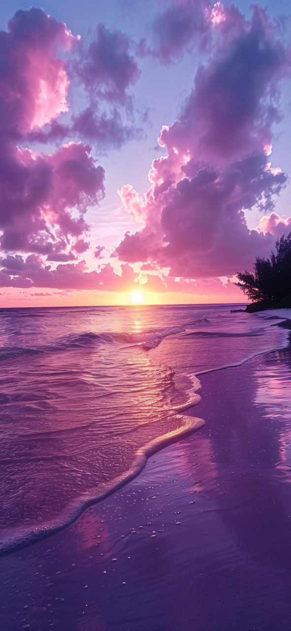 梦幻粉色系大海壁纸