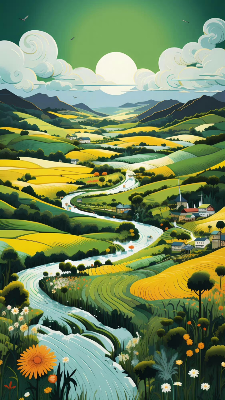 清新田园风插画壁纸