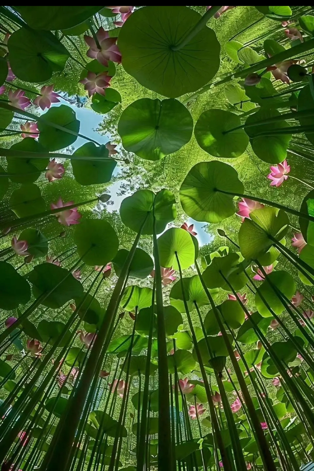 哇,这大片大片的荷叶和荷花,美得就像走进了绿色的海洋,心情都跟着