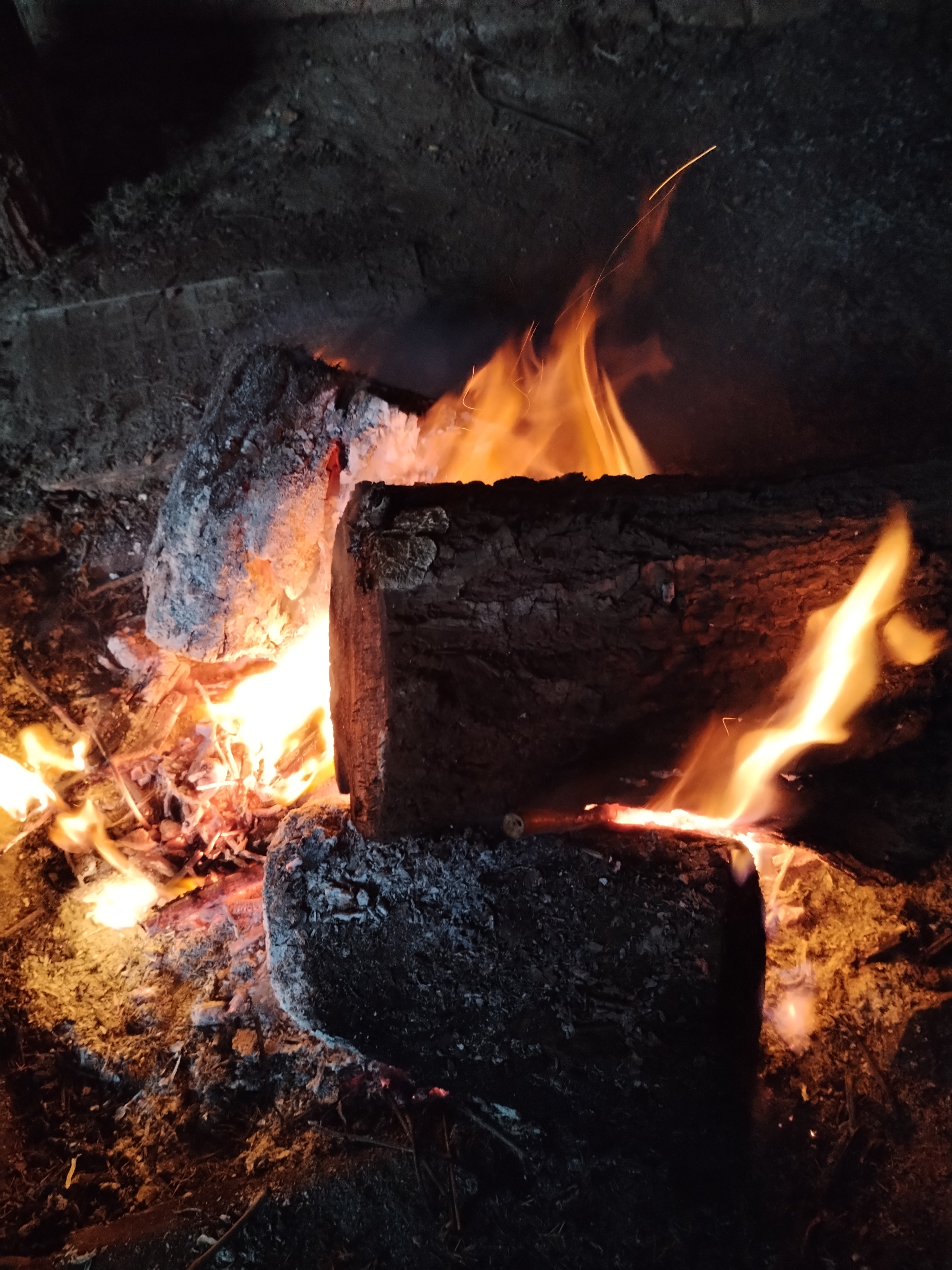 干柴烈火熊熊燃烧,日子红红火火!  好久没烤过这样的火了.