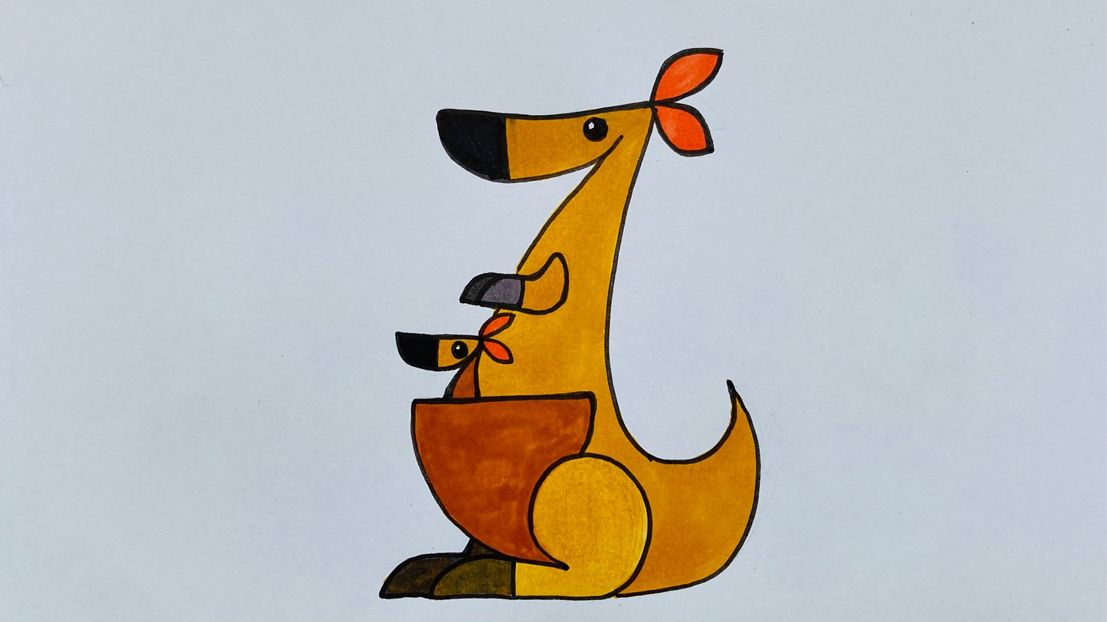 趣味简笔画#袋鼠