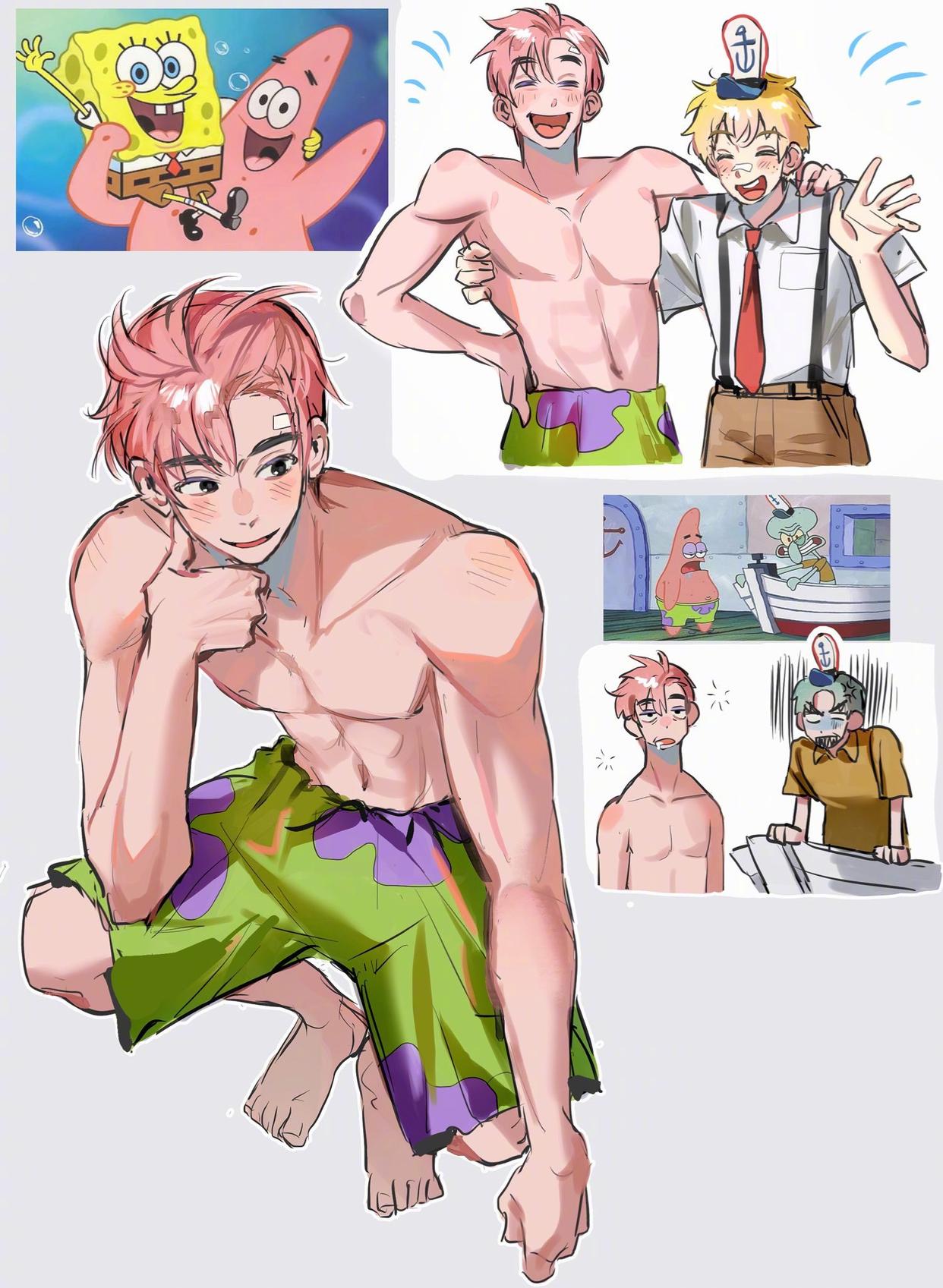 海绵宝宝拟人化,派大星这么帅的吗!