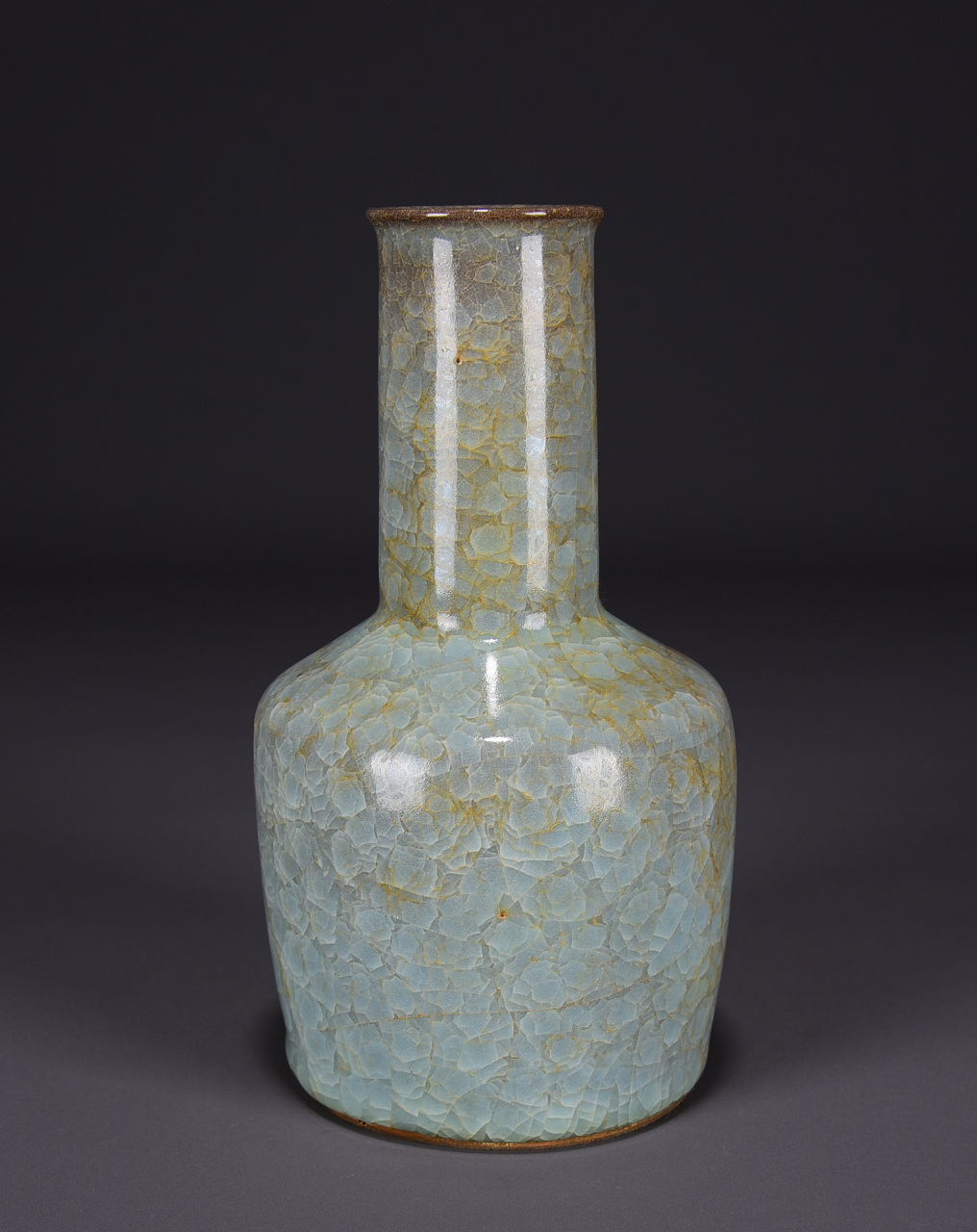 旧藏宋官窑冰片椎瓶!尺寸高21宽13