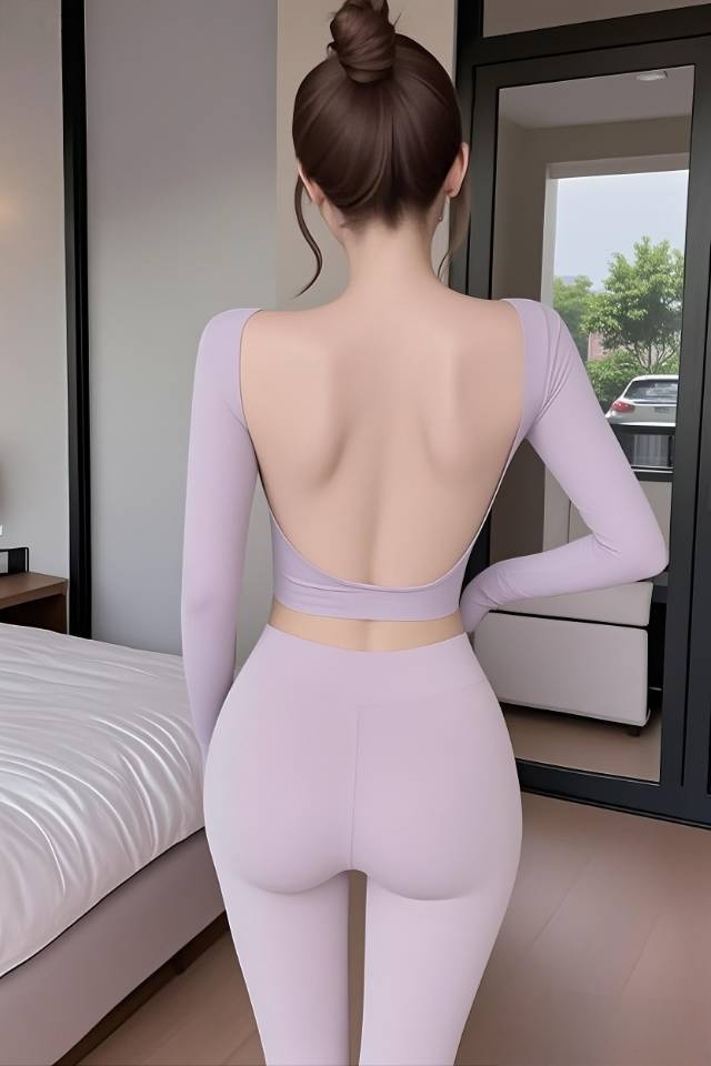 瑜伽服套装太适合在家练习了,这套浅粉色和灰色的搭配既显身材又舒适